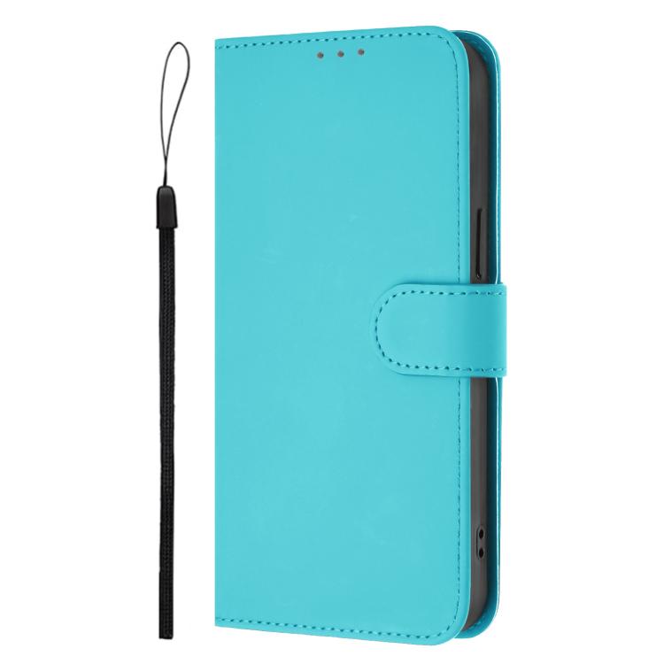For T-Mobile Revvl 8 Skin Feel Solid Color Leather Phone Case with Lanyard