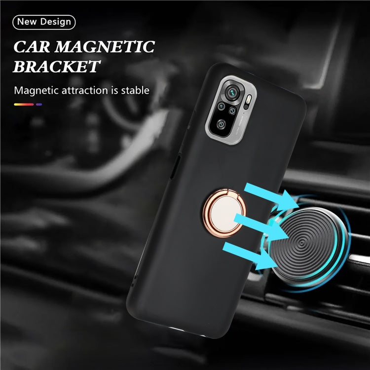 For Redmi Note 10 4G / Xiaomi Poco M5s Matte Ring Holder TPU Phone Case