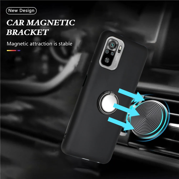 For Redmi Note 10 4G / Xiaomi Poco M5s Matte Ring Holder TPU Phone Case