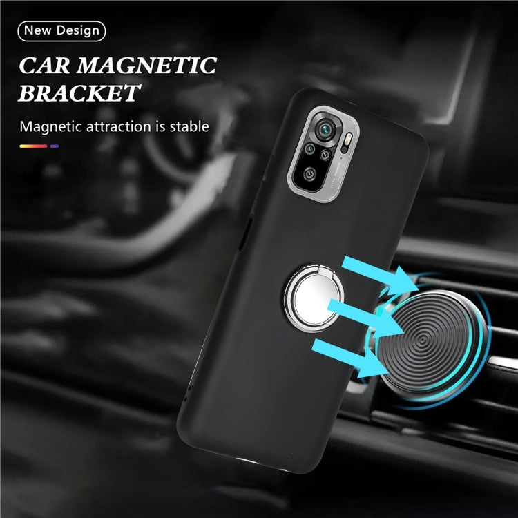 For Redmi Note 10 4G / Xiaomi Poco M5s Matte Ring Holder TPU Phone Case