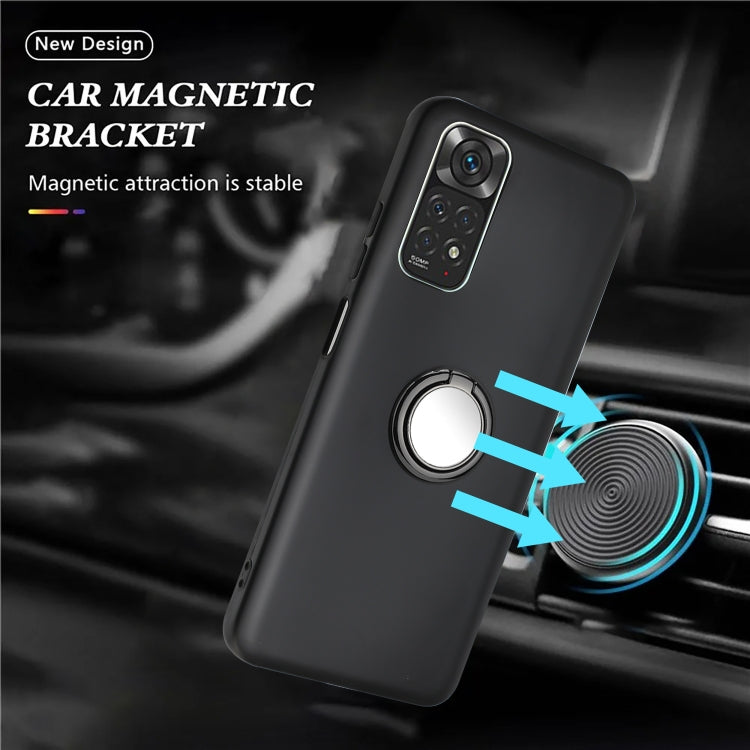 For Redmi Note 12 Pro 4G / 11 Pro Global Matte Ring Holder TPU Phone Case