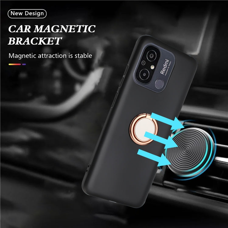 For Redmi 11A / 12C Matte Ring Holder TPU Phone Case