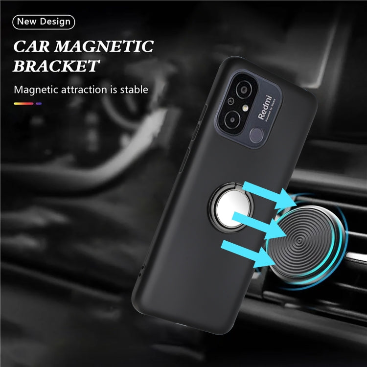 For Redmi 11A / 12C Matte Ring Holder TPU Phone Case
