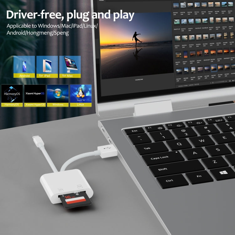 NK-101Y TL Pro USB-C / Type-C, 8 Pin, USB to TF, SD Card Slot Multi-function Card Reader - White