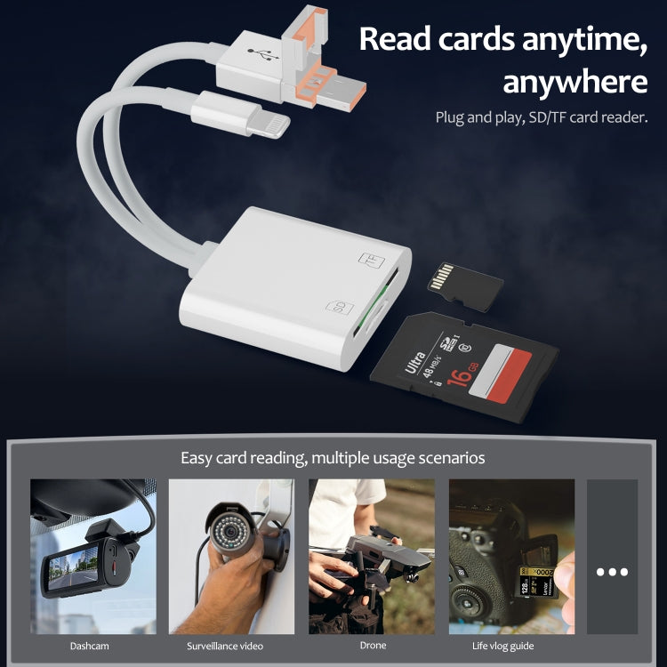 NK-101Y TL Pro USB-C / Type-C, 8 Pin, USB to TF, SD Card Slot Multi-function Card Reader - White