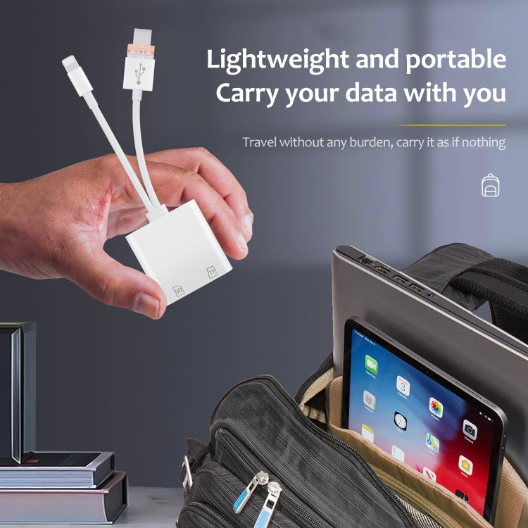 NK-101Y TL Pro USB-C / Type-C, 8 Pin, USB to TF, SD Card Slot Multi-function Card Reader - White