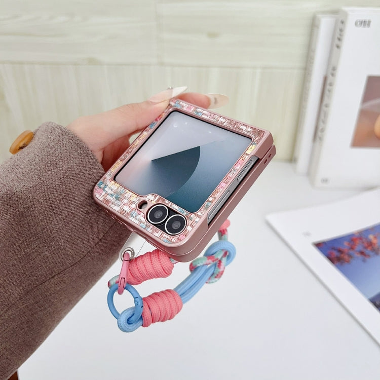 For Samsung Galaxy Z Flip5 Illusory Color Weaving Texture Phone Case with Color Strap