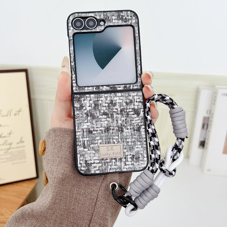 For Samsung Galaxy Z Flip5 Illusory Color Weaving Texture Phone Case with Color Strap