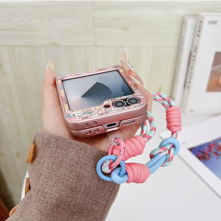 For Samsung Galaxy Z Flip5 Illusory Color Weaving Texture Phone Case with Color Strap