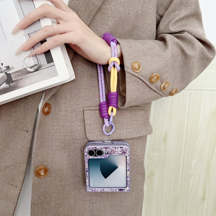 For Samsung Galaxy Z Flip5 Illusory Color Weaving Texture Phone Case with Color Strap