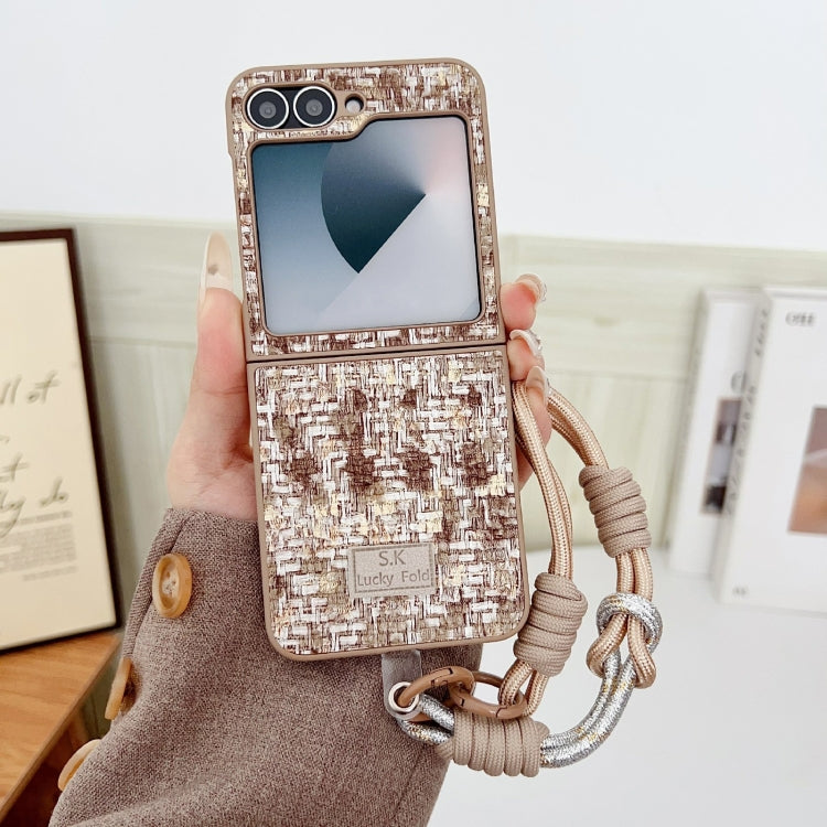 For Samsung Galaxy Z Flip5 Illusory Color Weaving Texture Phone Case with Color Strap