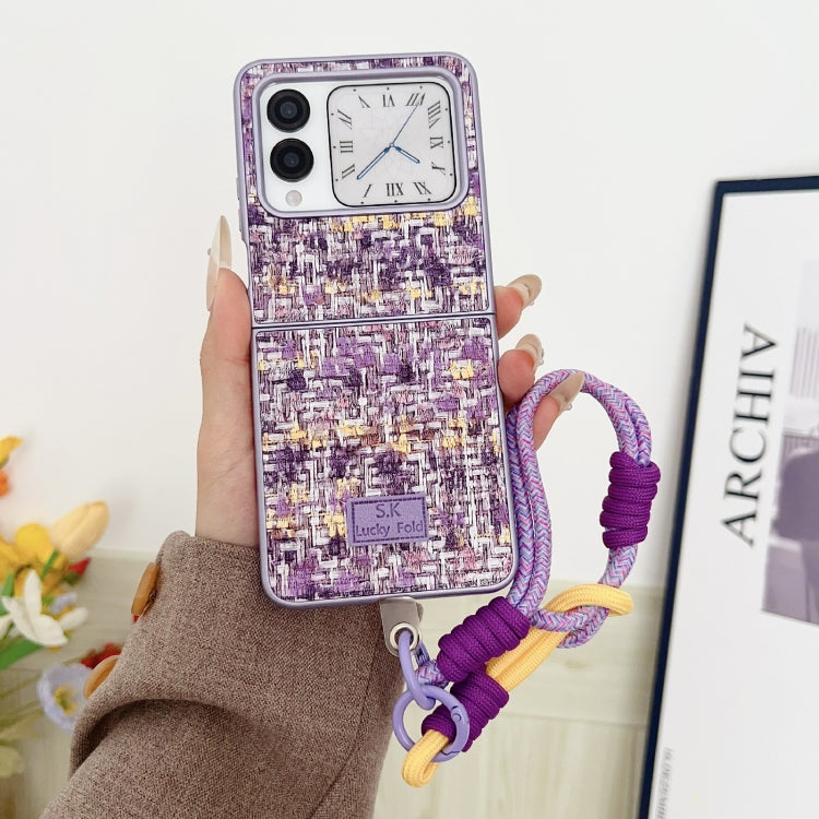 For Huawei nova Flip Illusory Color Weaving Texture Phone Case with Color Strap
