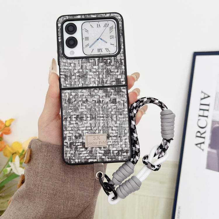 For Huawei nova Flip Illusory Color Weaving Texture Phone Case with Color Strap