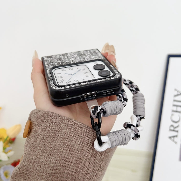 For Huawei nova Flip Illusory Color Weaving Texture Phone Case with Color Strap