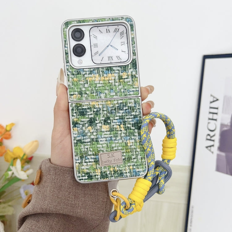 For Huawei nova Flip Illusory Color Weaving Texture Phone Case with Color Strap
