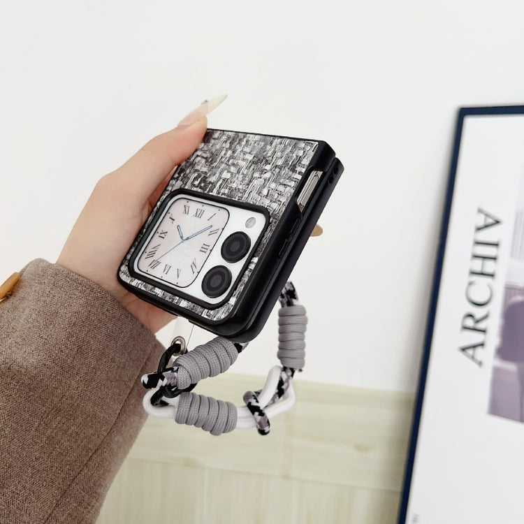 For Huawei nova Flip Illusory Color Weaving Texture Phone Case with Color Strap