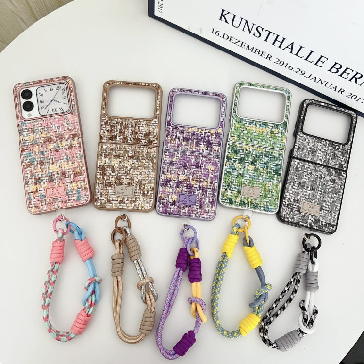 For Huawei nova Flip Illusory Color Weaving Texture Phone Case with Color Strap