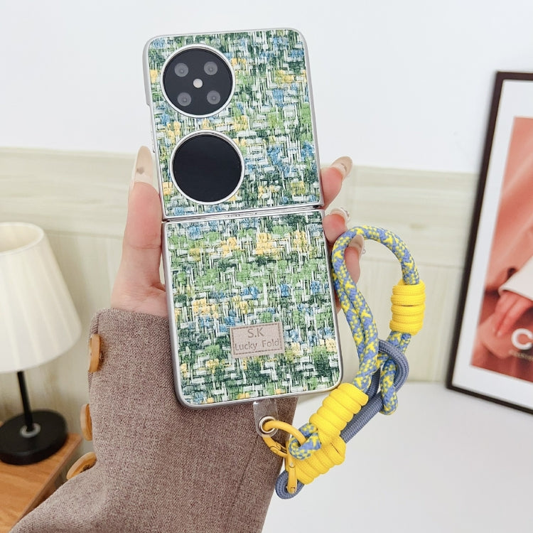 For Huawei Pocket 2 Illusory Color Weaving Texture Phone Case with Color Strap