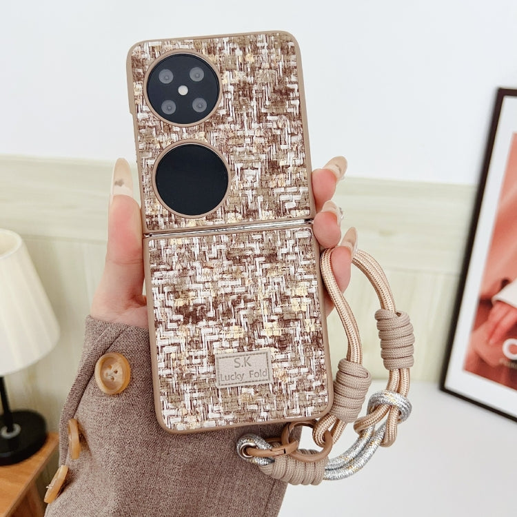 For Huawei Pocket 2 Illusory Color Weaving Texture Phone Case with Color Strap