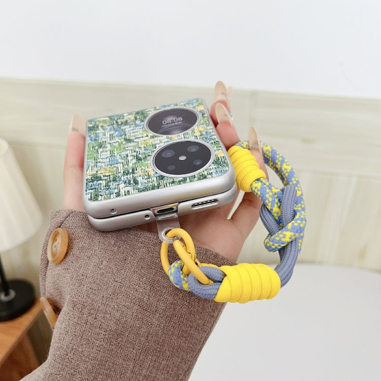 For Huawei P50 Pocket Illusory Color Weaving Texture Phone Case with Color Strap