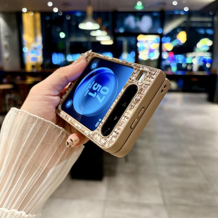 For Huawei Pura X Illusory Color Weaving Texture Phone Case with Color Strap