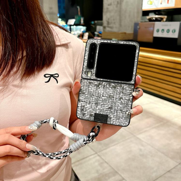 For Huawei Pura X Illusory Color Weaving Texture Phone Case with Color Strap