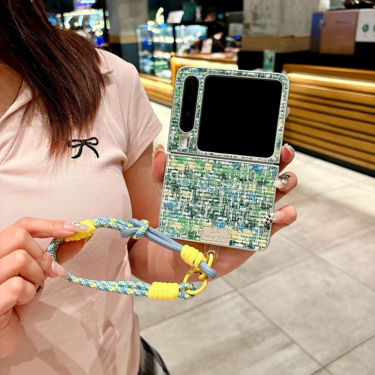 For Huawei Pura X Illusory Color Weaving Texture Phone Case with Color Strap