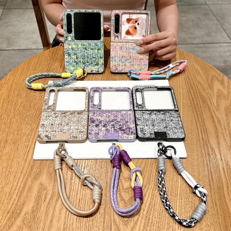 For Huawei Pura X Illusory Color Weaving Texture Phone Case with Color Strap
