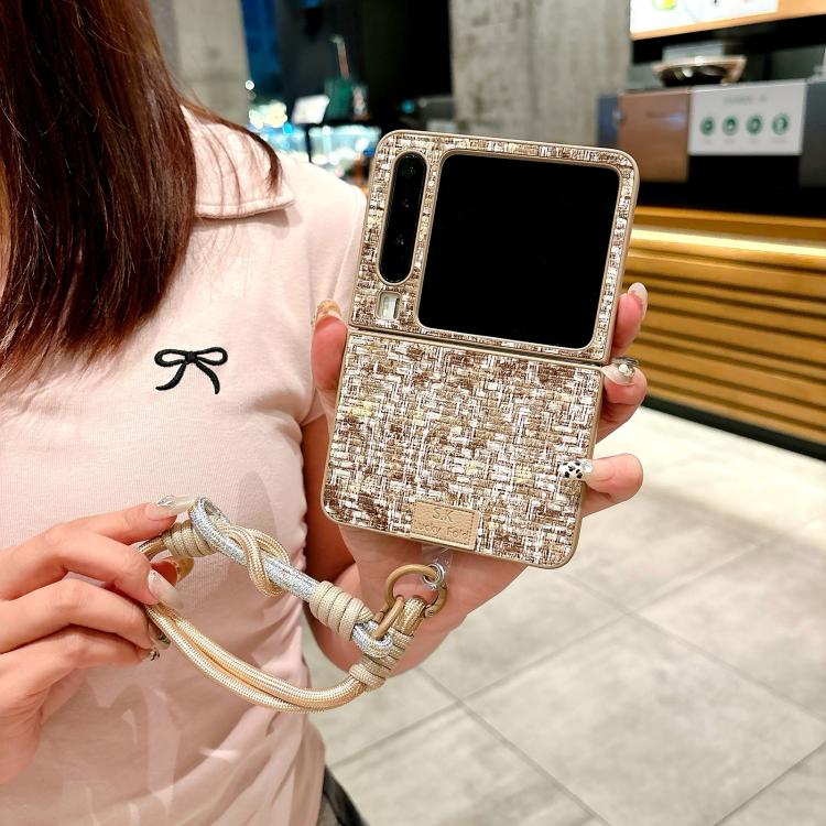 For Huawei Pura X Illusory Color Weaving Texture Phone Case with Color Strap