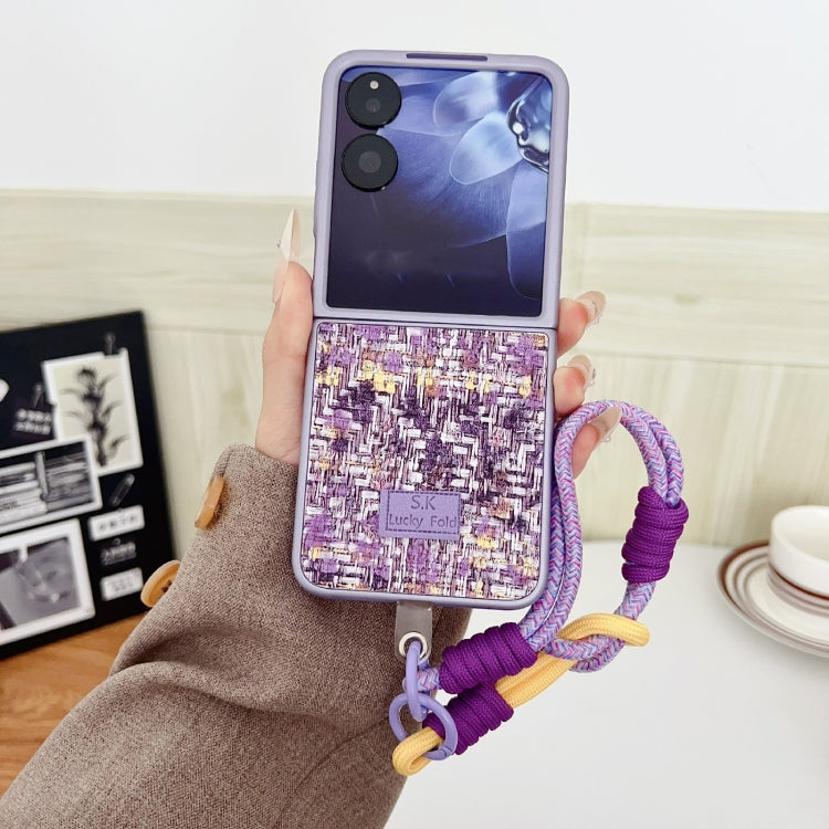 For Xiaomi Mix Flip Illusory Color Weaving Texture Phone Case with Color Strap