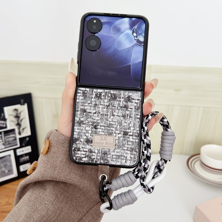 For Xiaomi Mix Flip Illusory Color Weaving Texture Phone Case with Color Strap