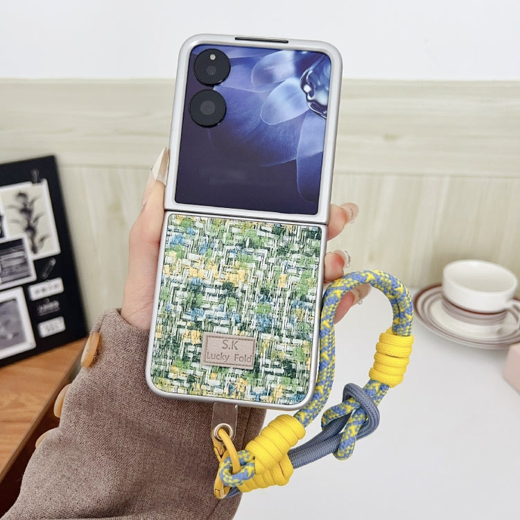 For Xiaomi Mix Flip Illusory Color Weaving Texture Phone Case with Color Strap