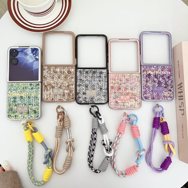 For Xiaomi Mix Flip Illusory Color Weaving Texture Phone Case with Color Strap