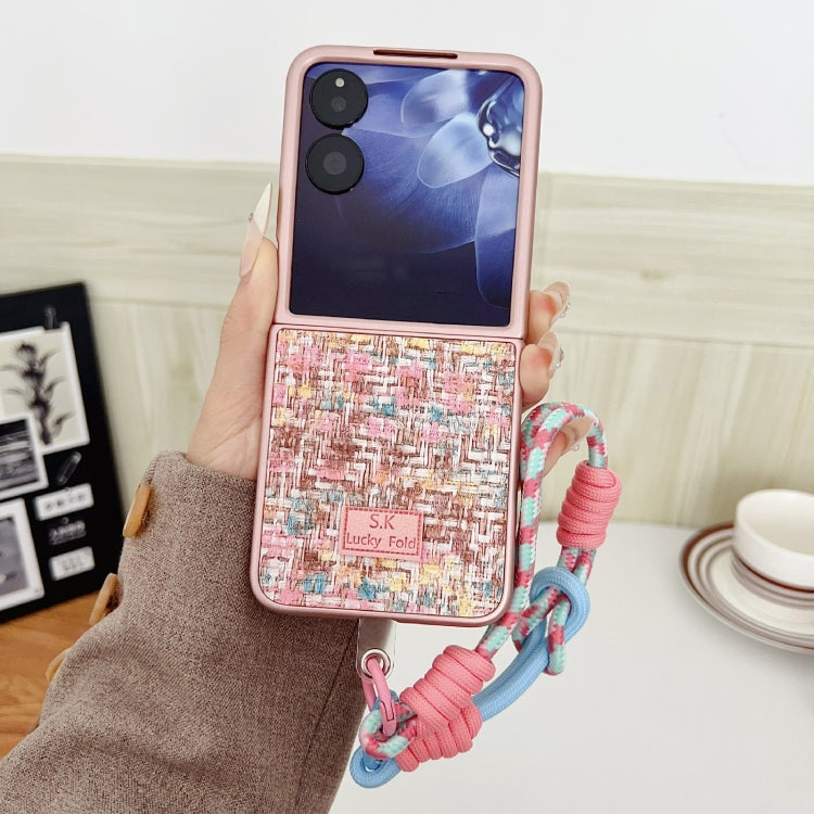 For Xiaomi Mix Flip Illusory Color Weaving Texture Phone Case with Color Strap