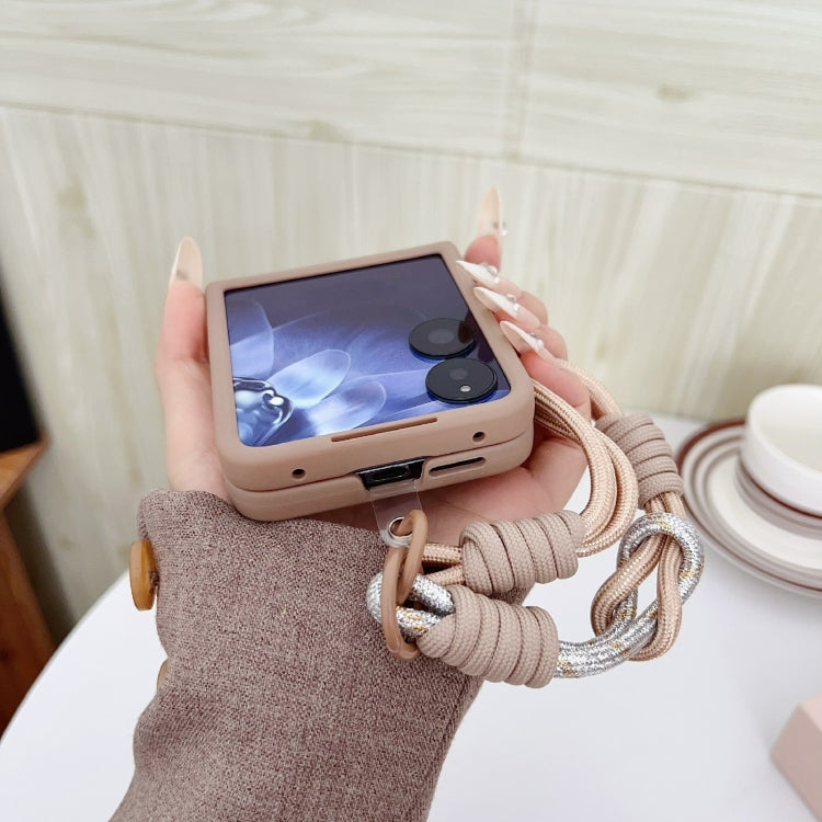 For Xiaomi Mix Flip Illusory Color Weaving Texture Phone Case with Color Strap