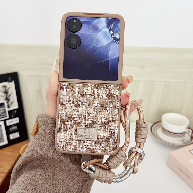For Xiaomi Mix Flip Illusory Color Weaving Texture Phone Case with Color Strap