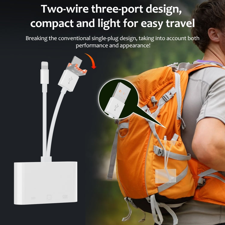 NK-107TL Pro USB-C / Type-C, 8 Pin, USB to 8 Pin, USB, RJ45 Multi-function Adapter - White