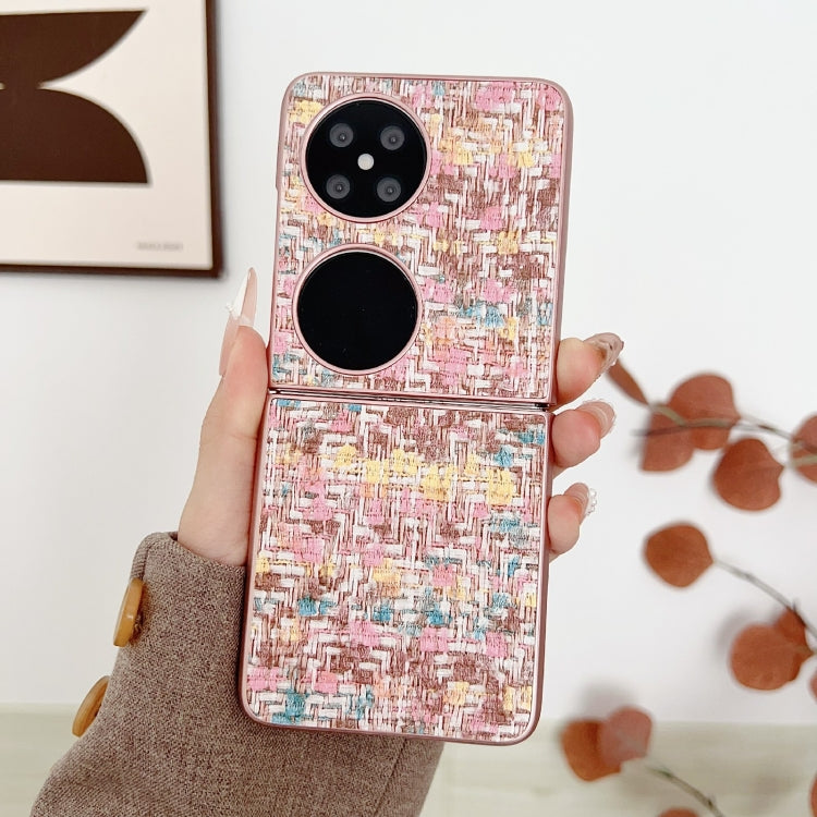 For Huawei P50 Pocket Illusory Color Weaving Texture Phone Case