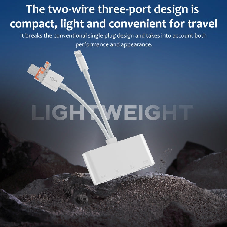NK-108TL Pro USB-C / Type-C, 8 Pin, USB to USB-C / Type-C, USB, TF, SD Card Multi-function Card Reader Adapter - White