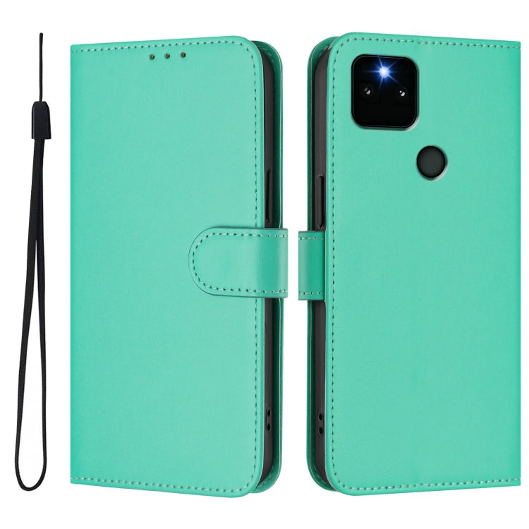 For Google Pixel 5a Skin Feel Solid Color Leather Phone Case with Lanyard