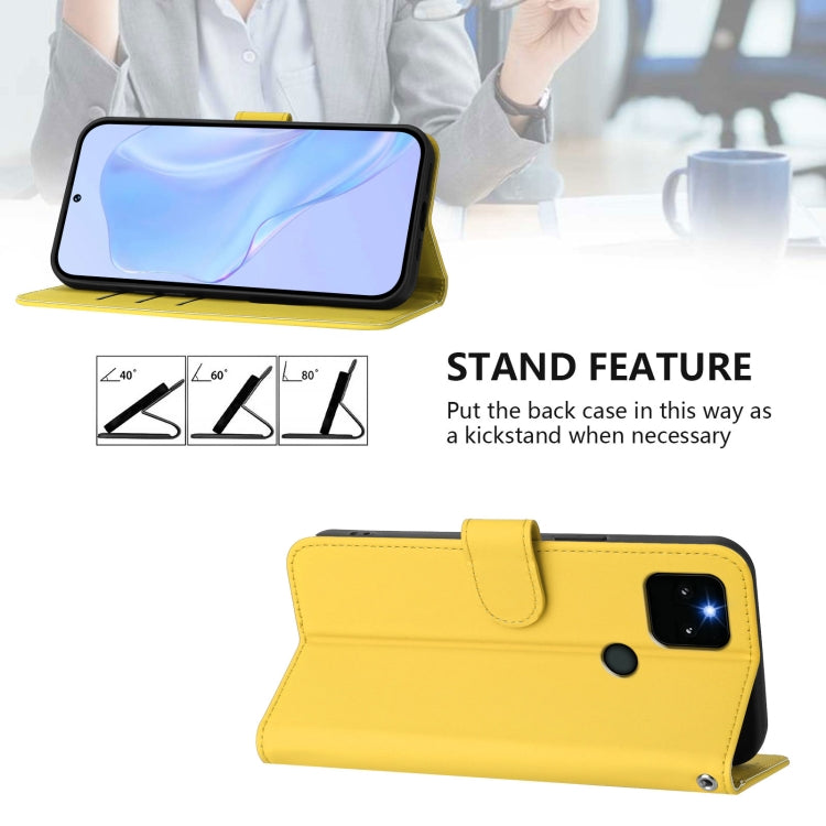 For Google Pixel 5a Skin Feel Solid Color Leather Phone Case with Lanyard