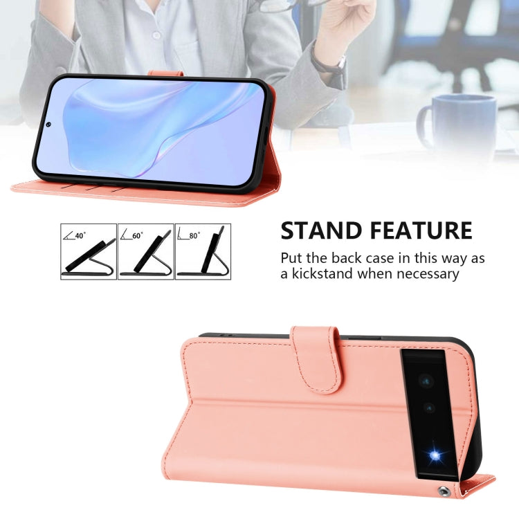 For Google Pixel 6 Skin Feel Solid Color Leather Phone Case with Lanyard