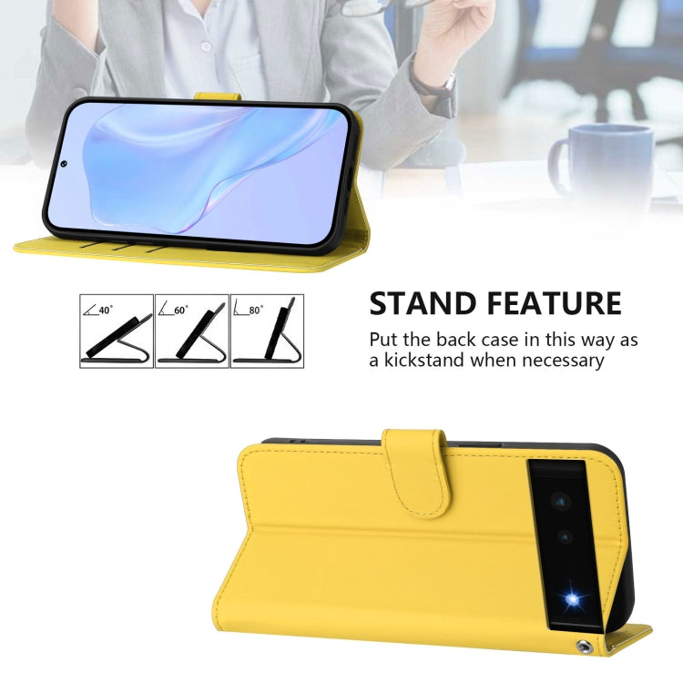 For Google Pixel 6 Skin Feel Solid Color Leather Phone Case with Lanyard