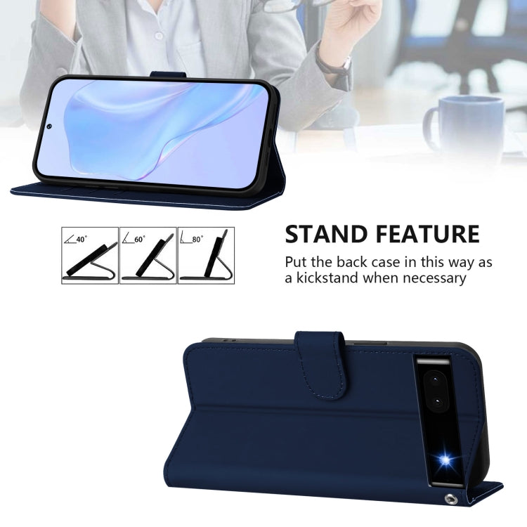 For Google Pixel 6a Skin Feel Solid Color Leather Phone Case with Lanyard