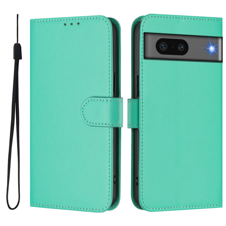 For Google Pixel 7 Skin Feel Solid Color Leather Phone Case with Lanyard