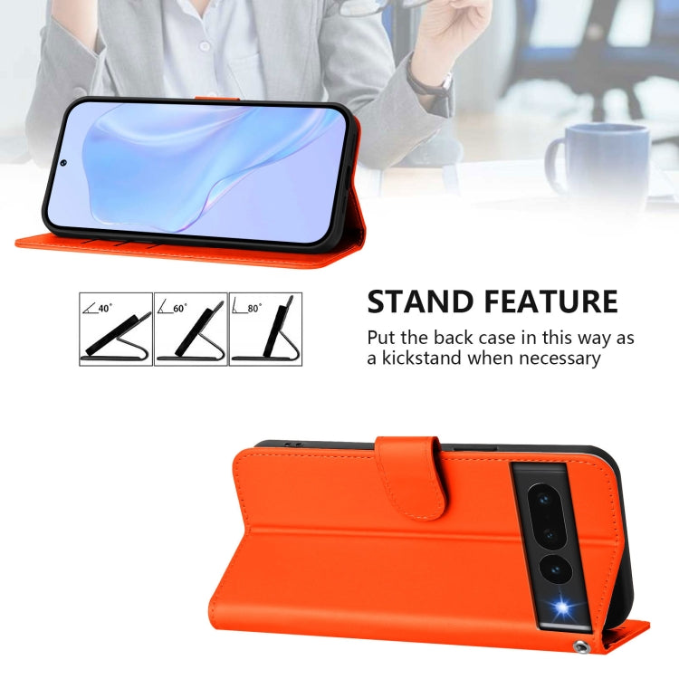 For Google Pixel 7 Pro Skin Feel Solid Color Leather Phone Case with Lanyard