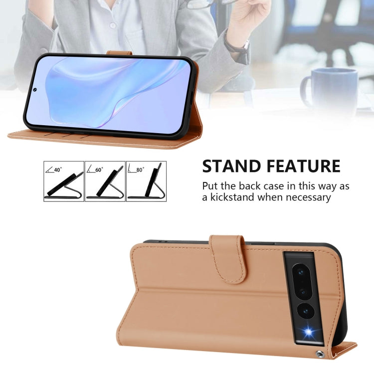 For Google Pixel 7 Pro Skin Feel Solid Color Leather Phone Case with Lanyard