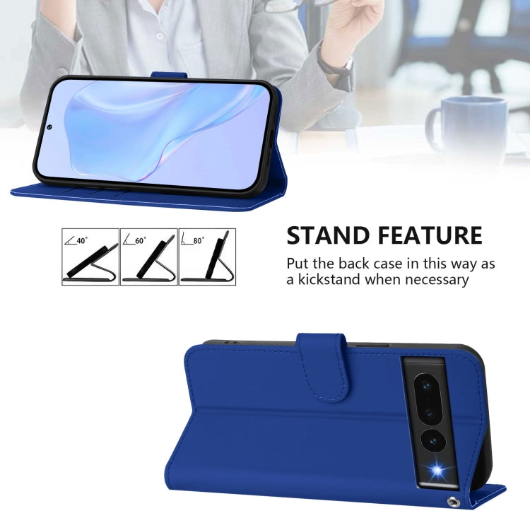 For Google Pixel 7 Pro Skin Feel Solid Color Leather Phone Case with Lanyard