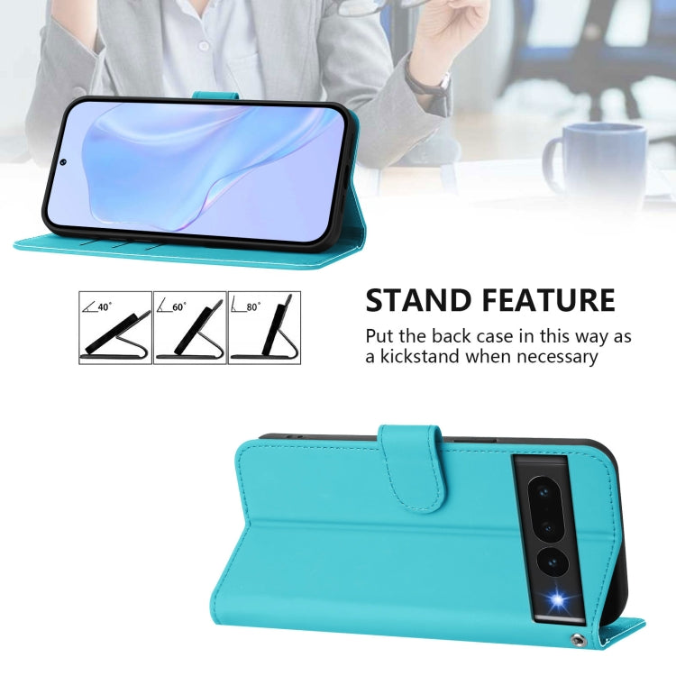For Google Pixel 7 Pro Skin Feel Solid Color Leather Phone Case with Lanyard