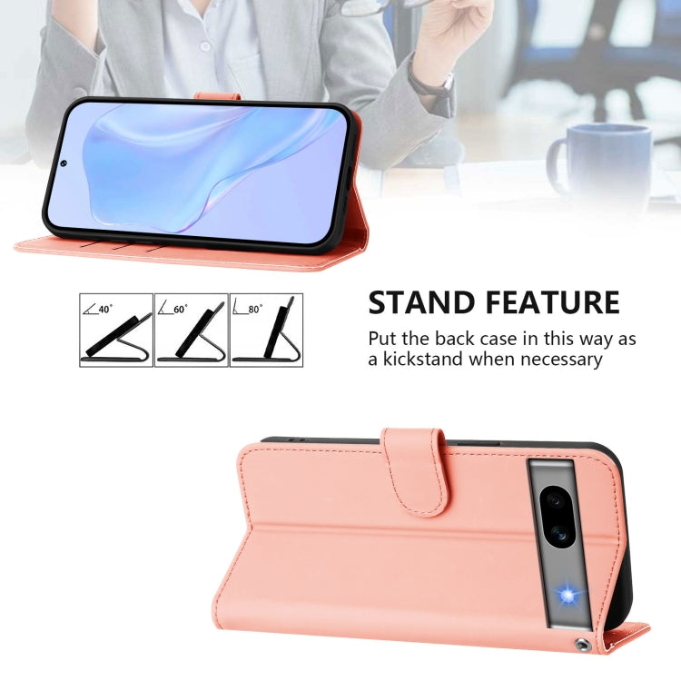 For Google Pixel 7a Skin Feel Solid Color Leather Phone Case with Lanyard